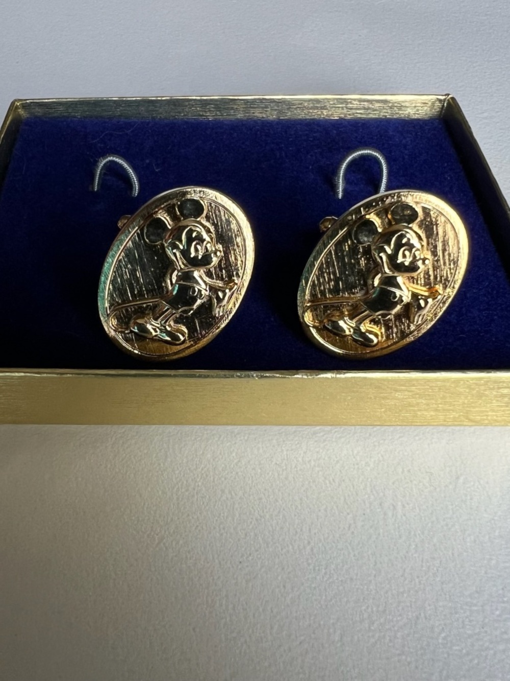 Vintage Oval Disney Mickey Mouse Gold Tone Cufflinks